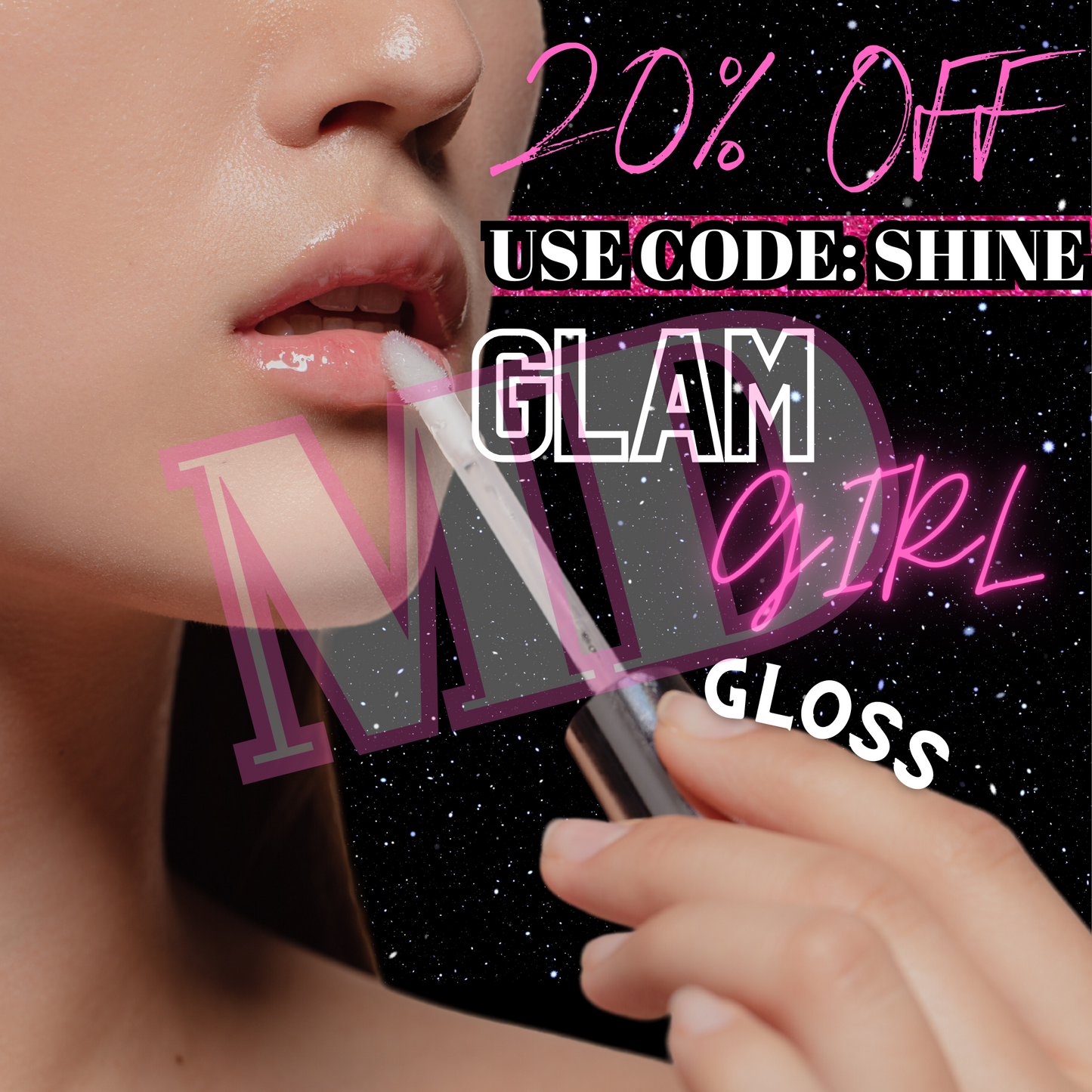 Pink, black and white website flyer