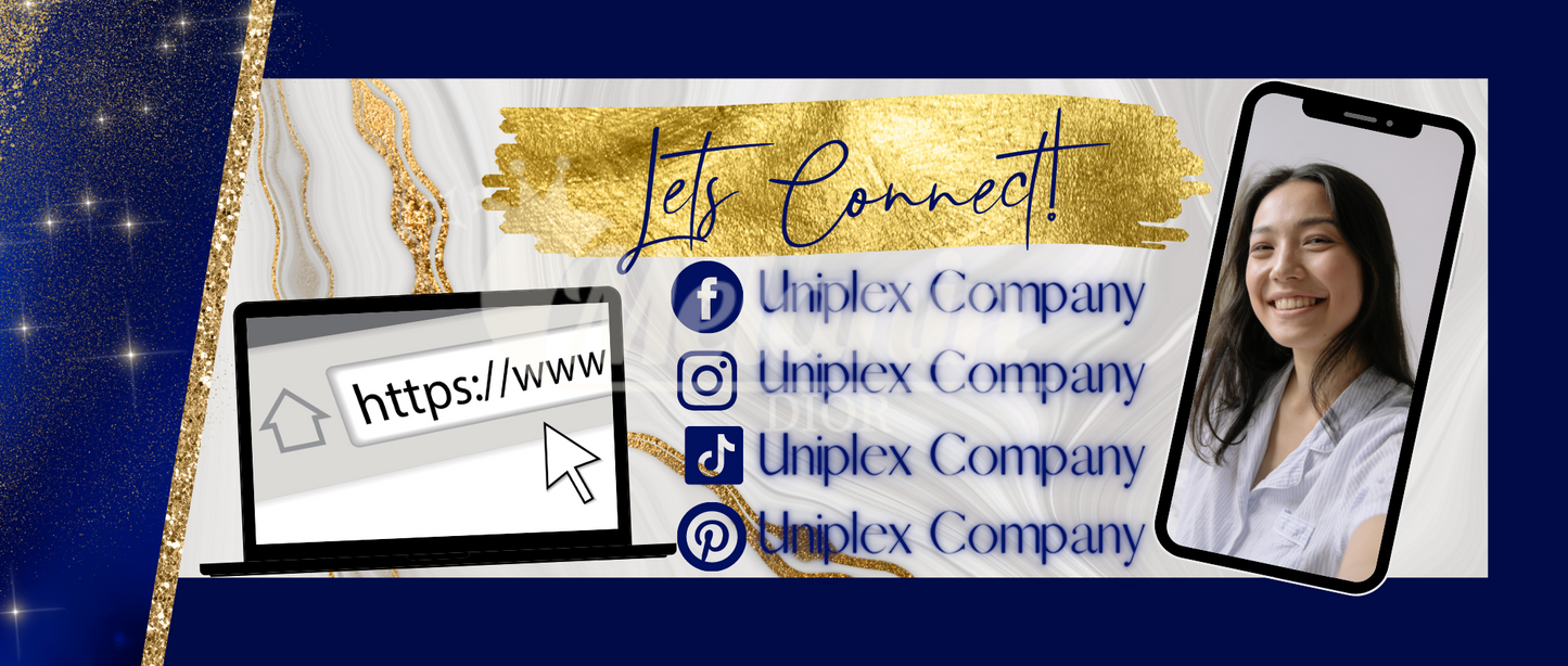 Blue & Gold (Editable, Reusable, Website templates) Website banner branding kit